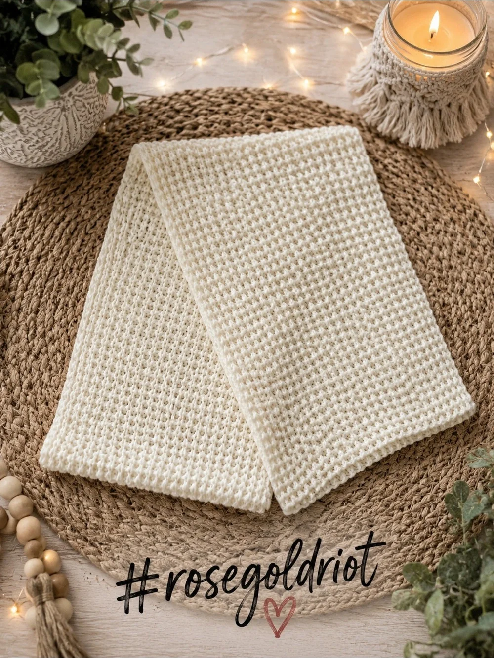 🤍 Cream Knit Scarf — Cozy Boho Style